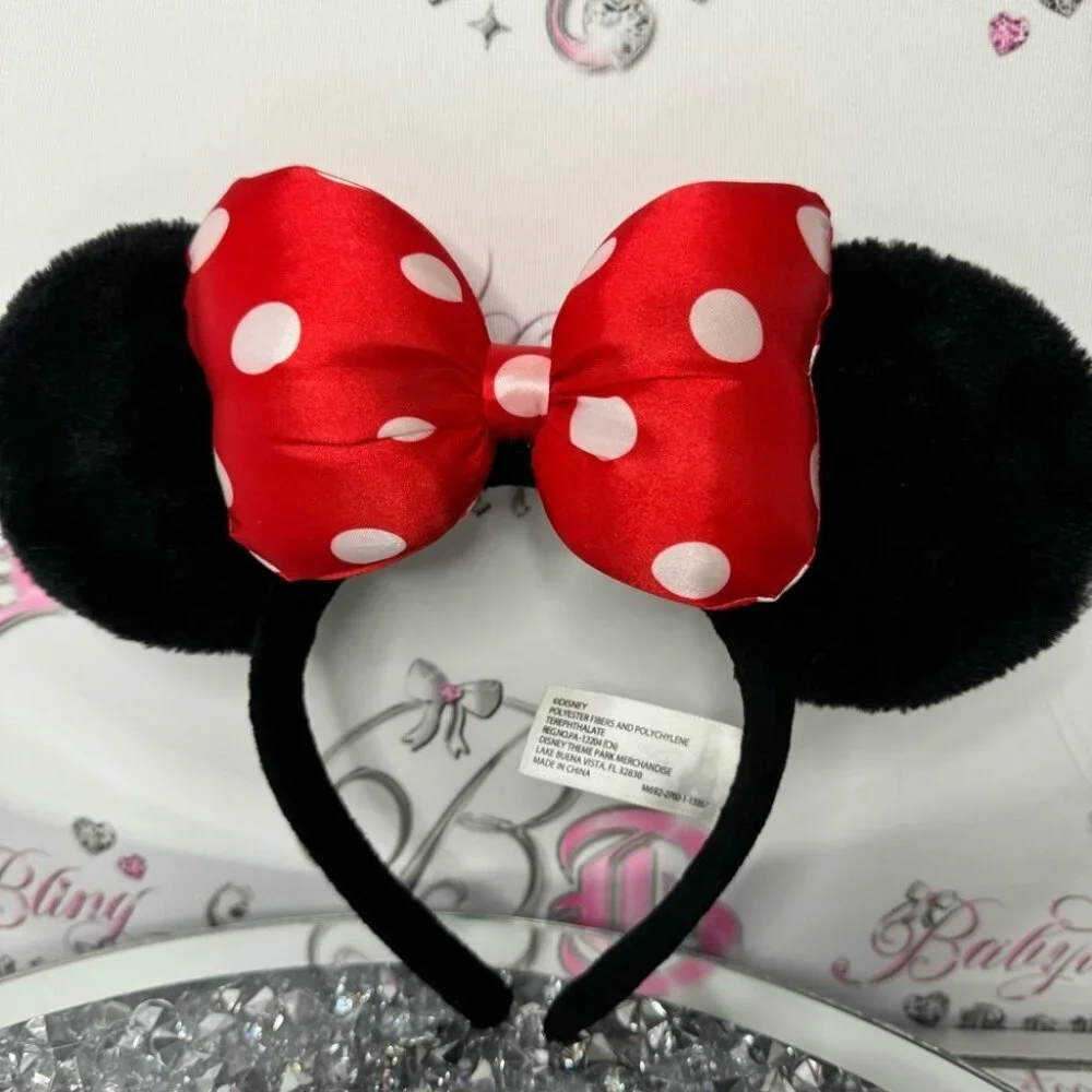 Disney ears park merch Minnie Mouse classic black with bow red polka dot white